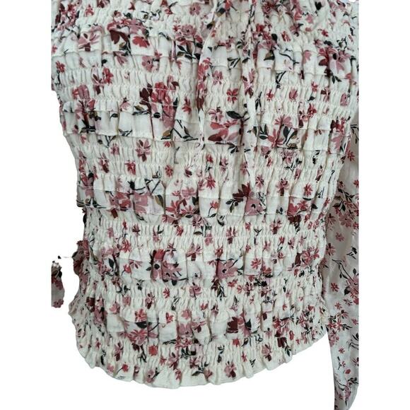 American Eagle Puff Square Neck Ruched Floral Crop Cottagecore Size Large - Picture 6 of 16